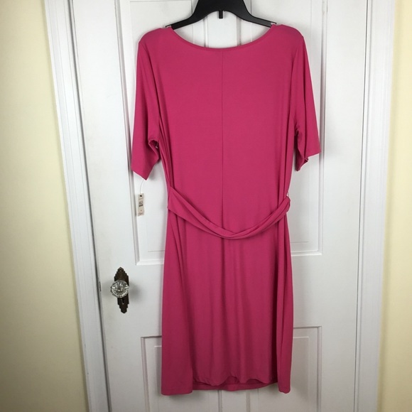 Talbots Short Sleeve Pink Faux Wrap Dress Size 16 NWT - Picture 3 of 6